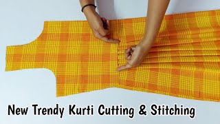 New Trendy Side Plated Kurti Design Cutting and StitchingEasy Frock suitKurti Cutting amp Stitching [upl. by Cartwell]