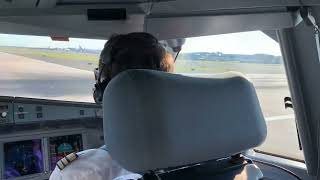 Airbus A340600 taking off RWY 22R JFK  cockpit view [upl. by Tertius510]