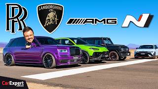 V12 vs V8 v electric drag race Cullinan v Urus v G63 v Ioniq 5 N [upl. by Mccreery]