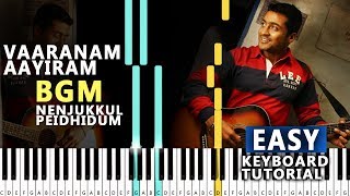 Vaaranam Aayiram BGM Easy Piano Cover  Nenjukkul Peidhidum piano notes [upl. by Yrrek]