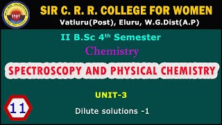 11 BSc 24  Spectroscopy amp Physical Chemistry  Unit 3 Dilute solutions [upl. by Anifled]