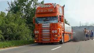 Départs des camions Truckshow CINEY 2022  UITTOCHT CINEY 2022  Open pipe compilation  4K [upl. by Kauffmann460]