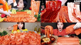 Salmon Asmr Mukbang Sushi Salmon Salmon Noodles Sashimi  Big Bites Mukbang Compilation [upl. by Tabbatha]