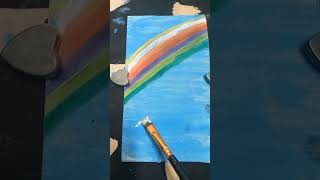 Paint with me 🎨 Abstract Mini Canvas Painting shorts art youtubeshorts vivia Boho Pastel Art [upl. by Phillane]