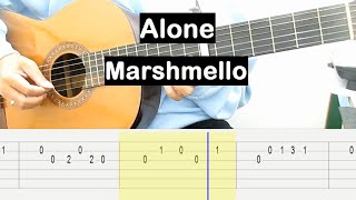 Marshmello Alone Guitar Tutorial Melody Guitar Tab Guitar Lessons for Beginners [upl. by Bert]