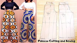 Palazzo Pant Pattern drafting Cutting and Stitching DETAILED  Wide Leg TrouserPattern drafting [upl. by Swanhildas]