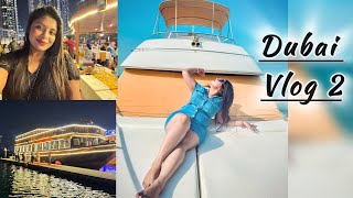 dubai vlog2 4HOURS YACHT RIDE  MARINA DHOW CRUISE DINNER SWIMMING IN WORLD TALLEST HOTEL GEVORA [upl. by Docilu]