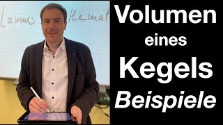 Kegel Volumen berechnen Beispiele [upl. by Tegan]