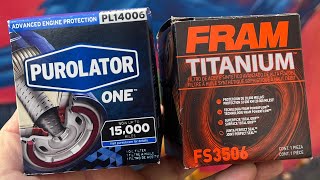 LS16 Oil Filter Comparison Fram Titanium FS3506 vs Purolator ONE PL14006 [upl. by Yarazed]