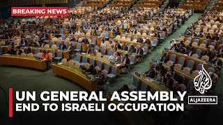 UN General Assembly demands end of unlawful Israeli presence in Palestinian territory [upl. by Ellmyer]