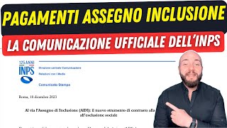 ASSEGNO DI INCLUSIONE pagamenti comunicazione ufficiale [upl. by Illak]