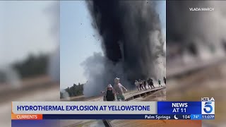 Explosion at Yellowstone sends tourists scrambling [upl. by Magnus452]