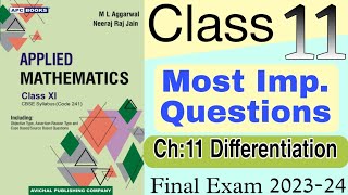 Differentiation class 11  Applied maths Important questions  class 11 Applied maths chapter 11 [upl. by Wall946]