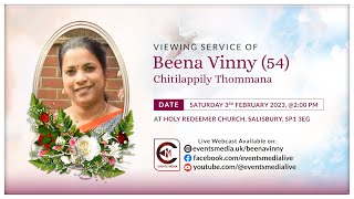 Viewing Service of Beena Vinny 54  03022024 [upl. by Yenwat]