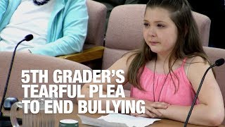 Tearful 5th Grader Tells School Board a Bully Threatened to Shoot Her [upl. by Diana]