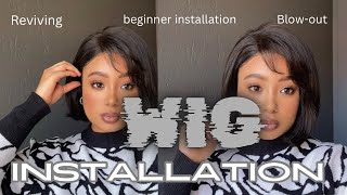 REVIVING AND INSTALLING MY OLD WIG WIG INSTALLATION BEGINNER INSTALLSHORT BOBTHANKS FOR 100SUBS [upl. by Stambaugh]