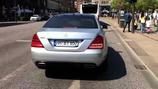 HARD Mercedes S500 with CUSTOM Exhaust take off in Hamburg [upl. by Nahgam]