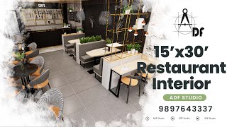 15x30 Restaurant Interior Design  Modern Restaurant Interior  Small Cafe Interior  ADF Studio [upl. by Reppep]