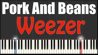 Pork And Beans  Weezer  Piano Tutorial [upl. by Amyaj]