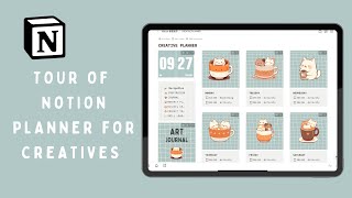 Notion tour of planner for creatives｜beginnerfriendly｜Etsy shop｜boost your creativity｜Cat themed [upl. by Eneri]