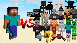 HEROBRINE vs All Mobs in Minecraft [upl. by Amilb319]