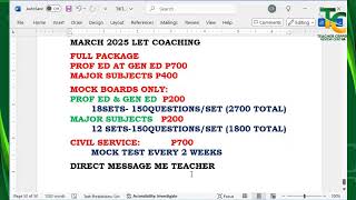 FINAL COACHING MARCH 2025 LET DAY 3 [upl. by Llenyar]