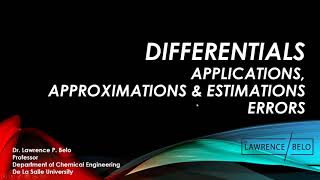 Differentials Errors and Estimations Lecture 31  Differential Calculus [upl. by Thom]