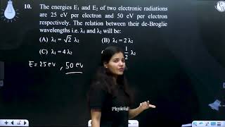 The energies E1 and E2 of two electronic radiations are 25 eV per electron and 50 eV per electro [upl. by Diane-Marie152]