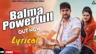 Balma Powerfull Lyrical Video  Ajay Hooda  Gajender Phogat  Ak Jatti  Haryanvi Song [upl. by Whitehurst]