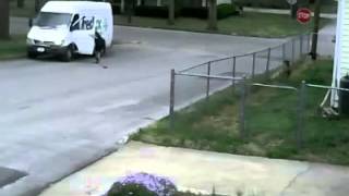 FedEx truck barely misses house roll away [upl. by Asilef]