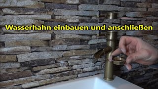 Wasserhahn montieren und anschließen Badezimmer Anleitung Wasserhahn Waschbecken einbauen [upl. by Allecram]