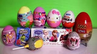 Eggo Toys Surprise Eggs Shopkins Basket PeppaPig Disney Frozen Princess Minnie MyLittlePony Kinder [upl. by Bayless]