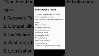 Non Functional Testing  non functional testing in software testing interviewquestions [upl. by Janelle]