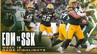 GAME HIGHLIGHTS Week 18  Edmonton Elks vs Saskatchewan Roughriders  241005 [upl. by Ybur]