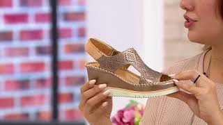 Pikolinos Leather Perforated Wedge Sandals  Aguadulce on QVC [upl. by Luisa]