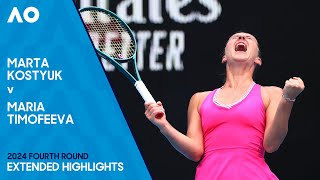 Marta Kostyuk v Maria Timofeeva Extended Highlights  Australian Open 2024 Fourth Round [upl. by Htezil566]