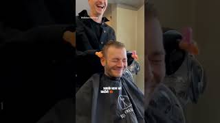 This saloon barbers does a funny prank on every customers shorts [upl. by Odrareve]