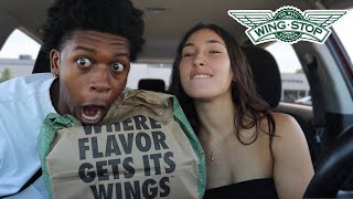 We tried Wingstop for the first time  Mukbang [upl. by Lladnek]