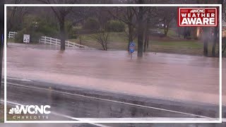 Heavy rain causes flooding along I85 in Charlotte [upl. by Anurb]