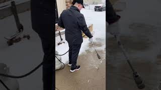 Flaming Snow on a Sidewalk with a weed burner [upl. by Polard]