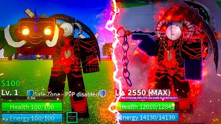 BEATING BLOX FRUITS AS TITAN DRILL MAN  LV 1 TO MAX LEVEL  AWAKEN V4 RACE HUMAN SHARK ANCHOR [upl. by Qulllon979]