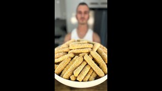 Cypriot Paximadia Recipe Sesame Seed Breadsticks [upl. by Leinnad524]