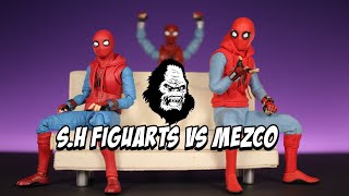 Mezco VS SH Figuarts Homemade Suit SpiderMan featuring Marvel Legends Figure Comparison [upl. by Ingamar]