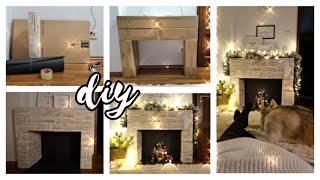 How to Make a dollar tree Cardboard Holiday Fireplace [upl. by Anedal]