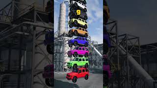 15 Colorful Cars Satisfying Sky Drop  BeamNG Drive [upl. by Ereynihc771]