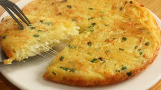 Potatoes Eggs Chesse Only 3 Ingredient Grated Potato Omelette Simple Healthy Breakfast [upl. by Barcroft551]