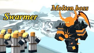 Swarmer vs molten boss tower defense simulator [upl. by Suqram]