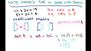 Using Cramers Rule to solve 2x2 Systems [upl. by Ralyks]