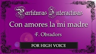 Con amores la mi madre KARAOKE FOR HIGH VOICE  F Obradors  Original Key F Minor [upl. by Ambrogino]