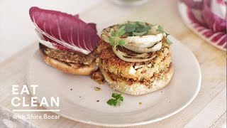 Meatless Quinoa and Feta Burgers  Eat Clean with Shira Bocar [upl. by Cinimod]